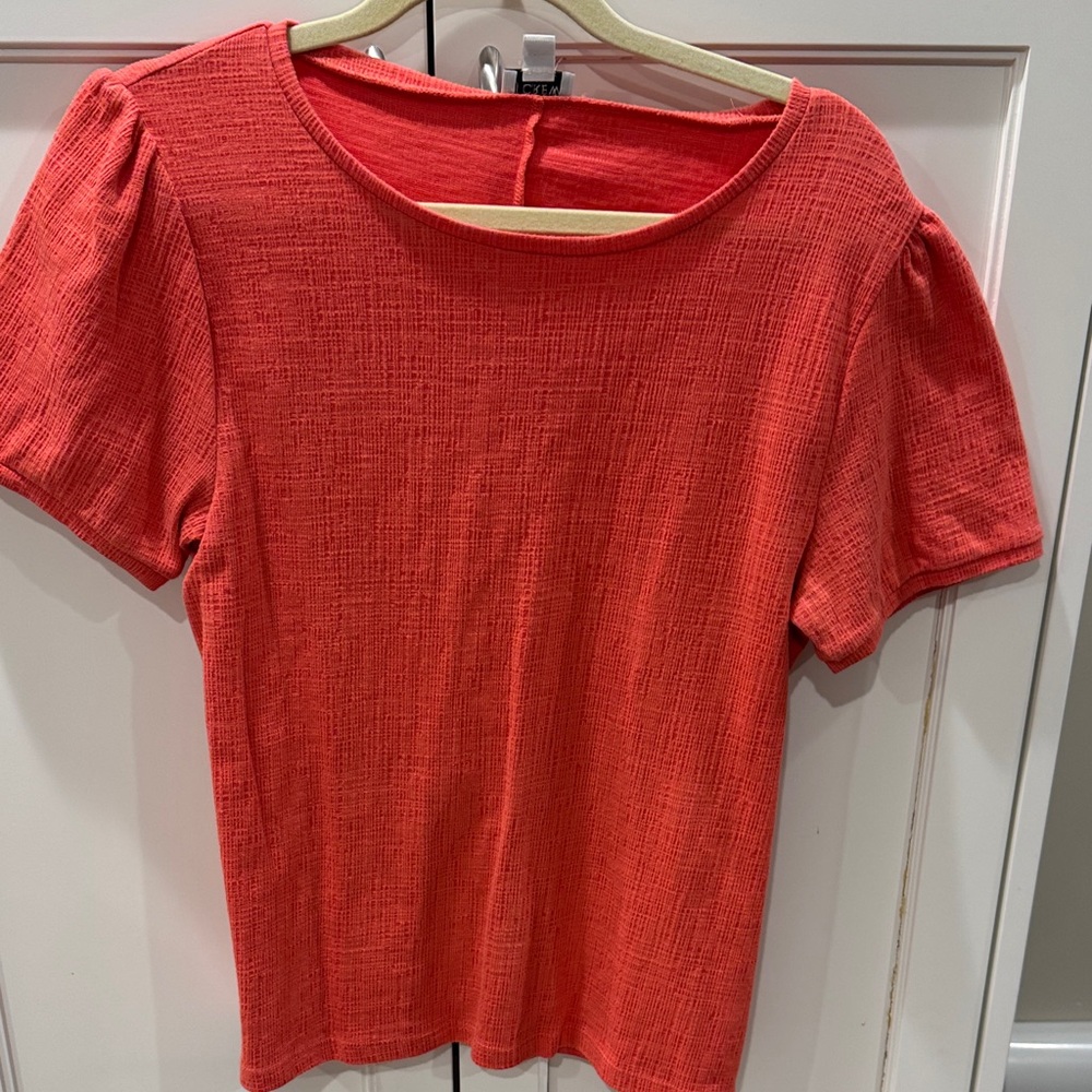 J. Crew Factory Coral Textured Short Sleeve Top